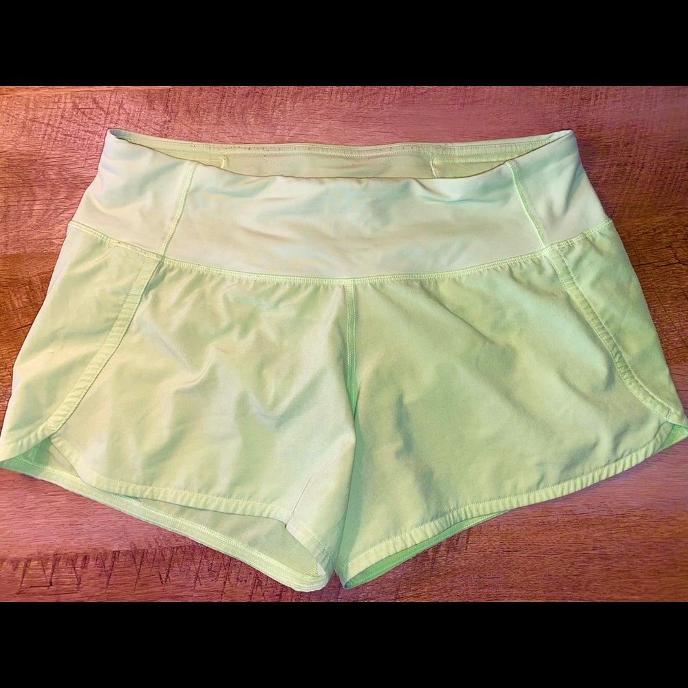 Lululemon Lime run time shorts size 6